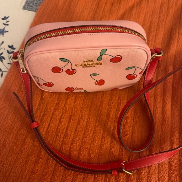 Coach Pink Cherry Print Crossbody Bag - Picture 12 of 16